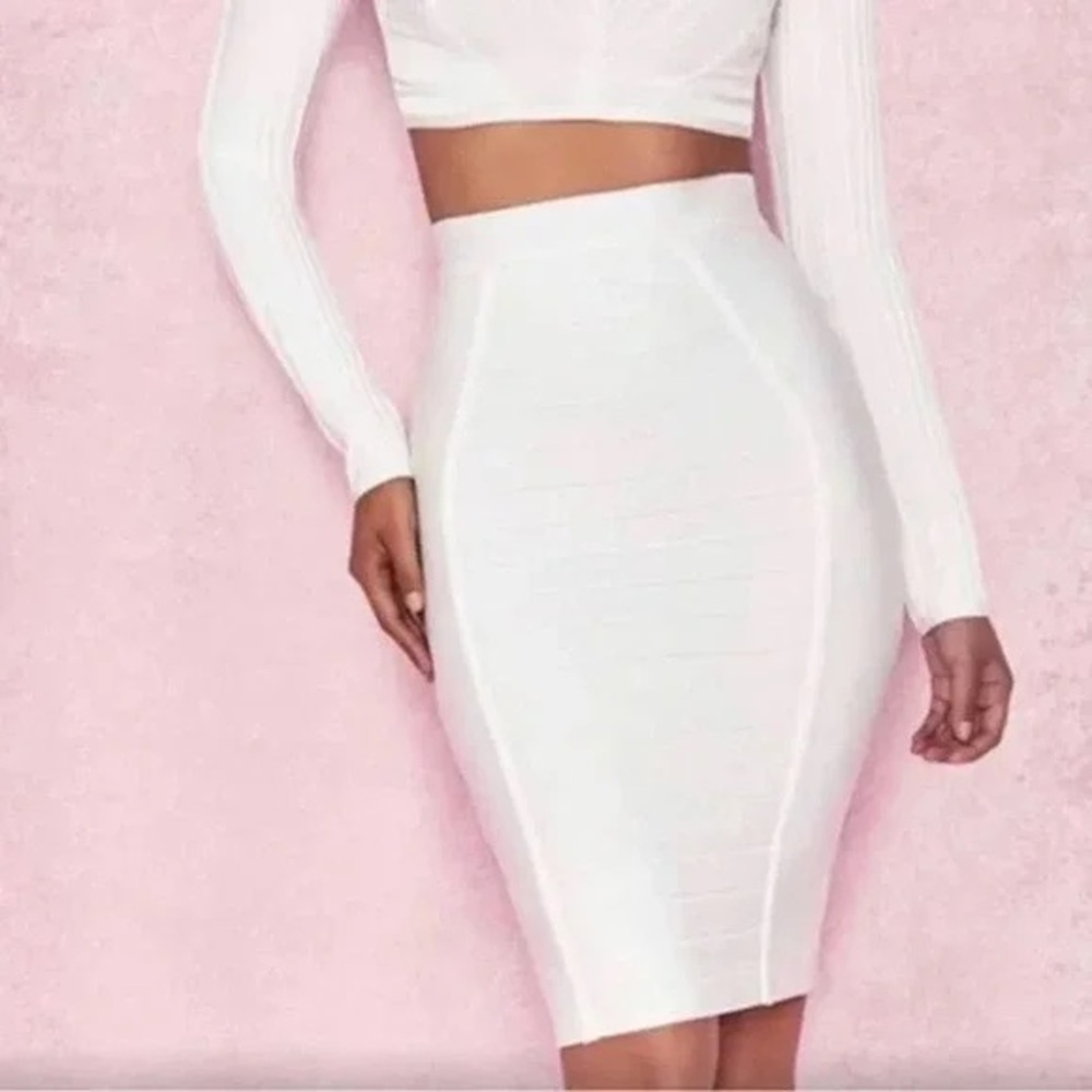 NWT House of CB Bandage Sorcha White‎ Pencil Skirt